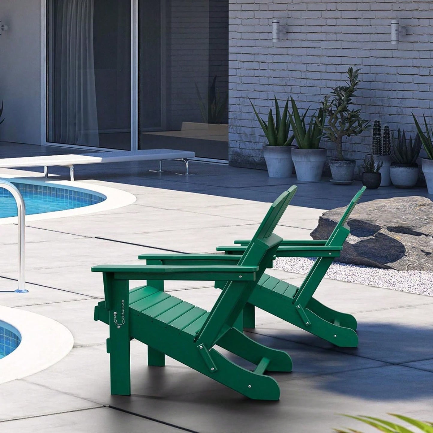 Folding Adirondack Chair, Stackable Arm Rest Ergonomic HDPE All-Weather Adirondack Chair