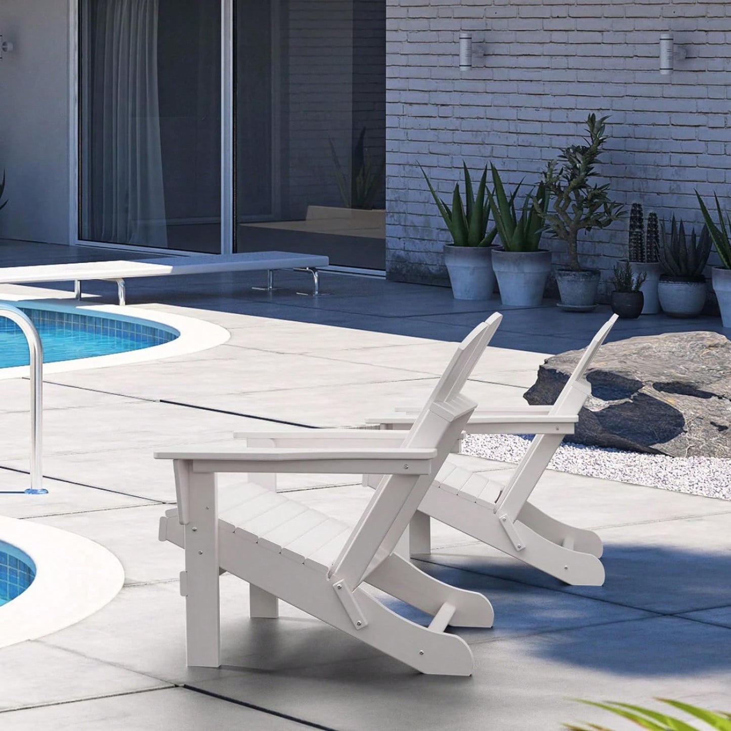 Folding Adirondack Chair, Stackable Arm Rest Ergonomic HDPE All-Weather Adirondack Chair