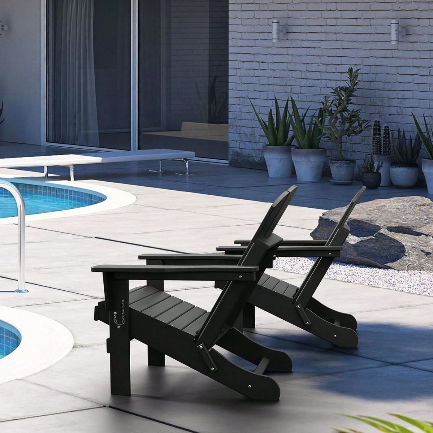 Folding Adirondack Chair, Stackable Arm Rest Ergonomic HDPE All-Weather Adirondack Chair