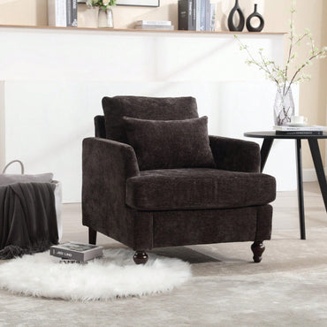 Mid Century Modern Tufted Accent Armchair Solid Wood Frame Lounge Chair for Living Room and Bedroom