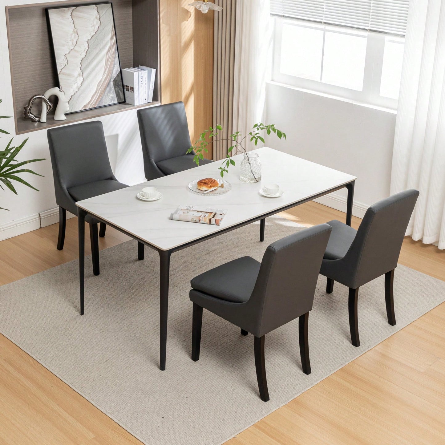 Set Of 2, Upholstered Kitchen & Dining Room Chairs With Solid Wood Legs,Tufted Linen Fabric  Chairs  For Living Room, Restaurant