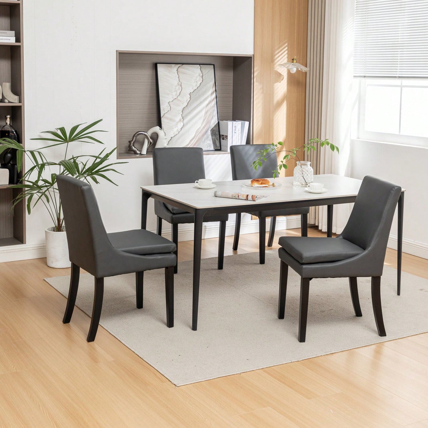 Set Of 2, Upholstered Kitchen & Dining Room Chairs With Solid Wood Legs,Tufted Linen Fabric  Chairs  For Living Room, Restaurant