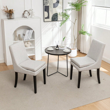 Set Of 2, Upholstered Kitchen & Dining Room Chairs With Solid Wood Legs,Tufted Linen Fabric  Chairs  For Living Room, Restaurant