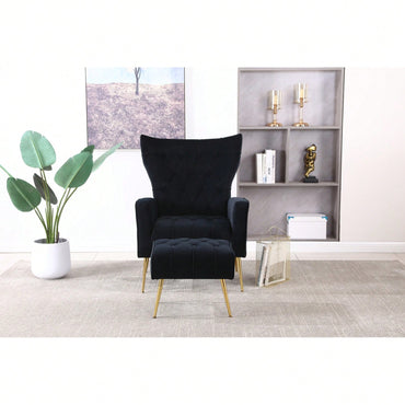Modern Accent Chair With Ottoman, Comfy Armchair For Living Room, Bedroom, Apartment, Office
