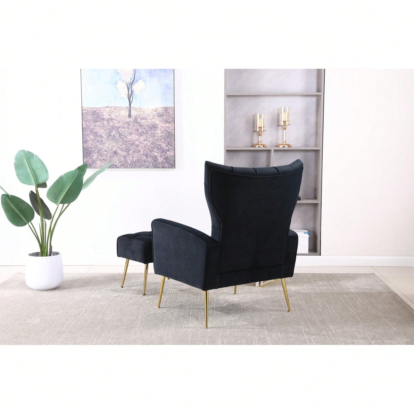 Modern Accent Chair With Ottoman, Comfy Armchair For Living Room, Bedroom, Apartment, Office