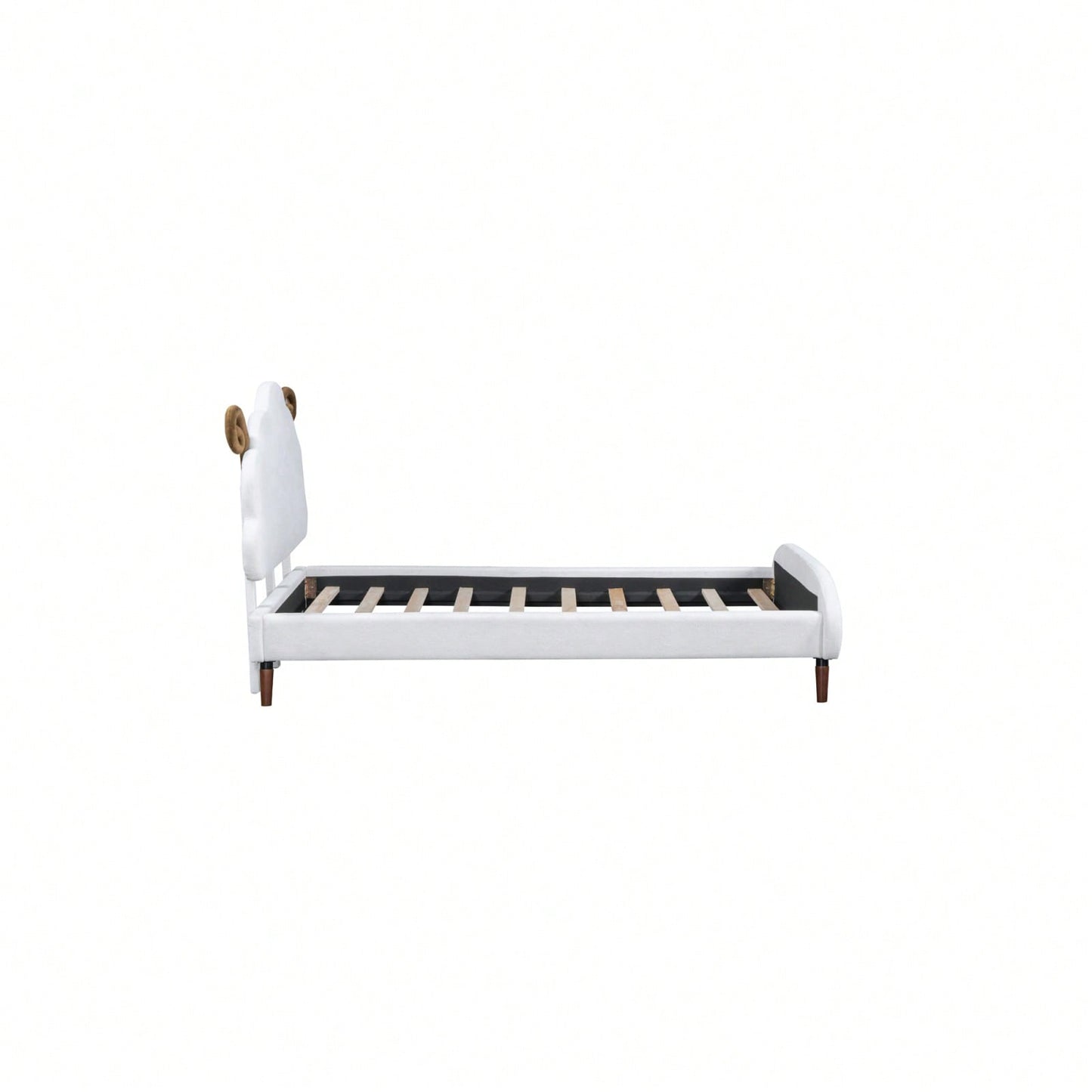 Twin Size Upholstered Platform Bed With Sheep-Shaped Headboard