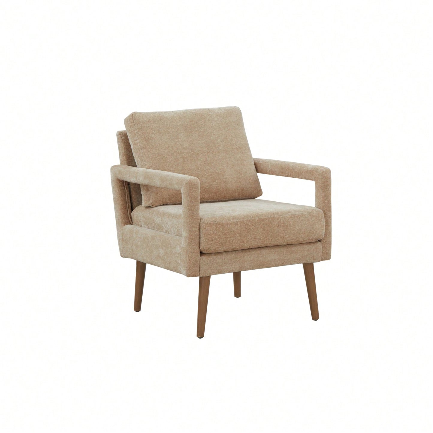 Mid-Century Armchair , Accent Chair With Chenille Armrest & Soft Cushion For Living Room, Bedroom, Home Office, Study