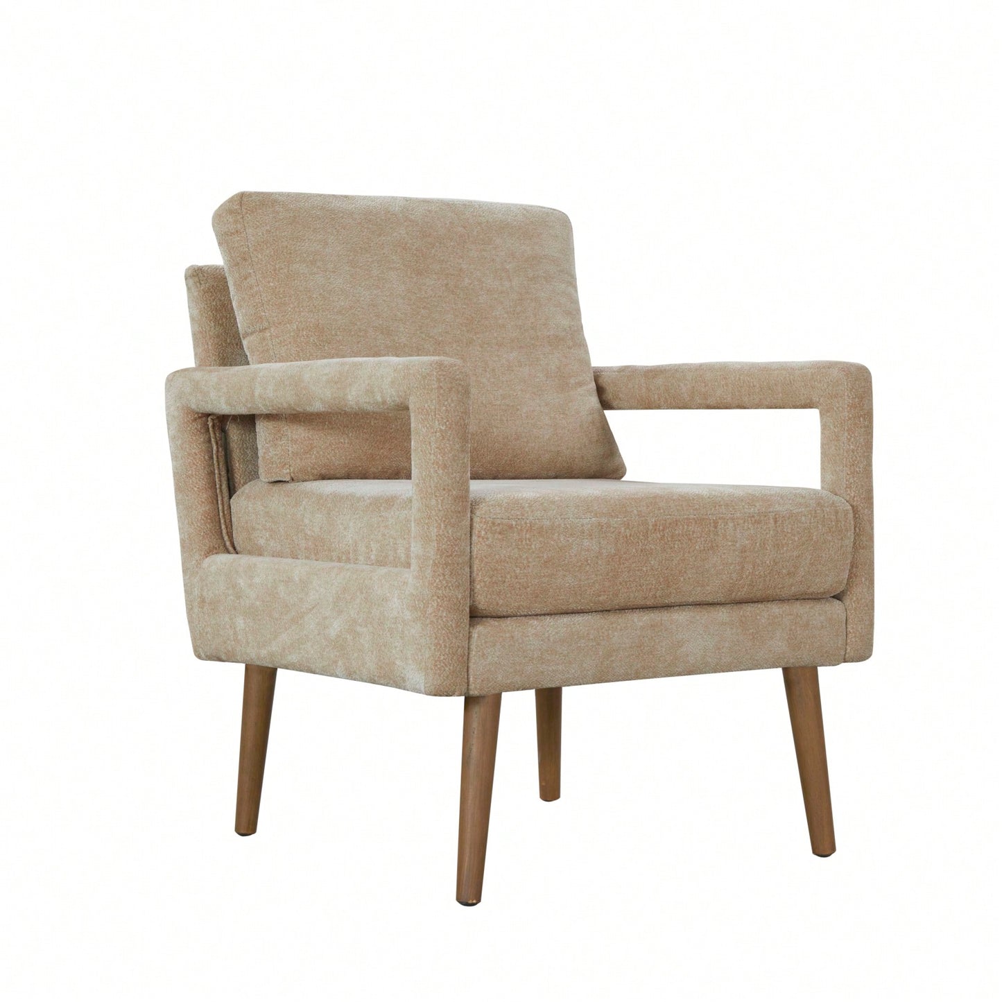 Mid-Century Armchair , Accent Chair With Chenille Armrest & Soft Cushion For Living Room, Bedroom, Home Office, Study