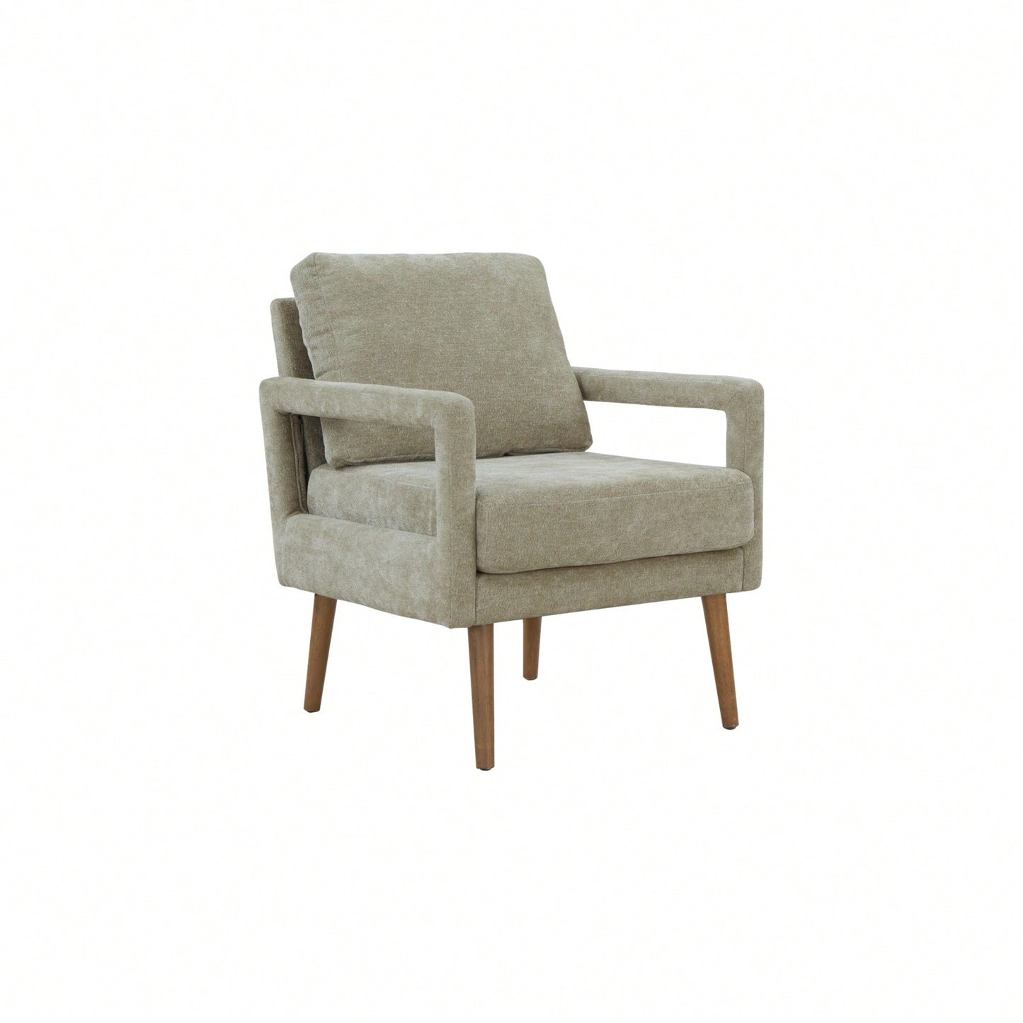 Mid-Century Armchair , Accent Chair With Chenille Armrest & Soft Cushion For Living Room, Bedroom, Home Office, Study