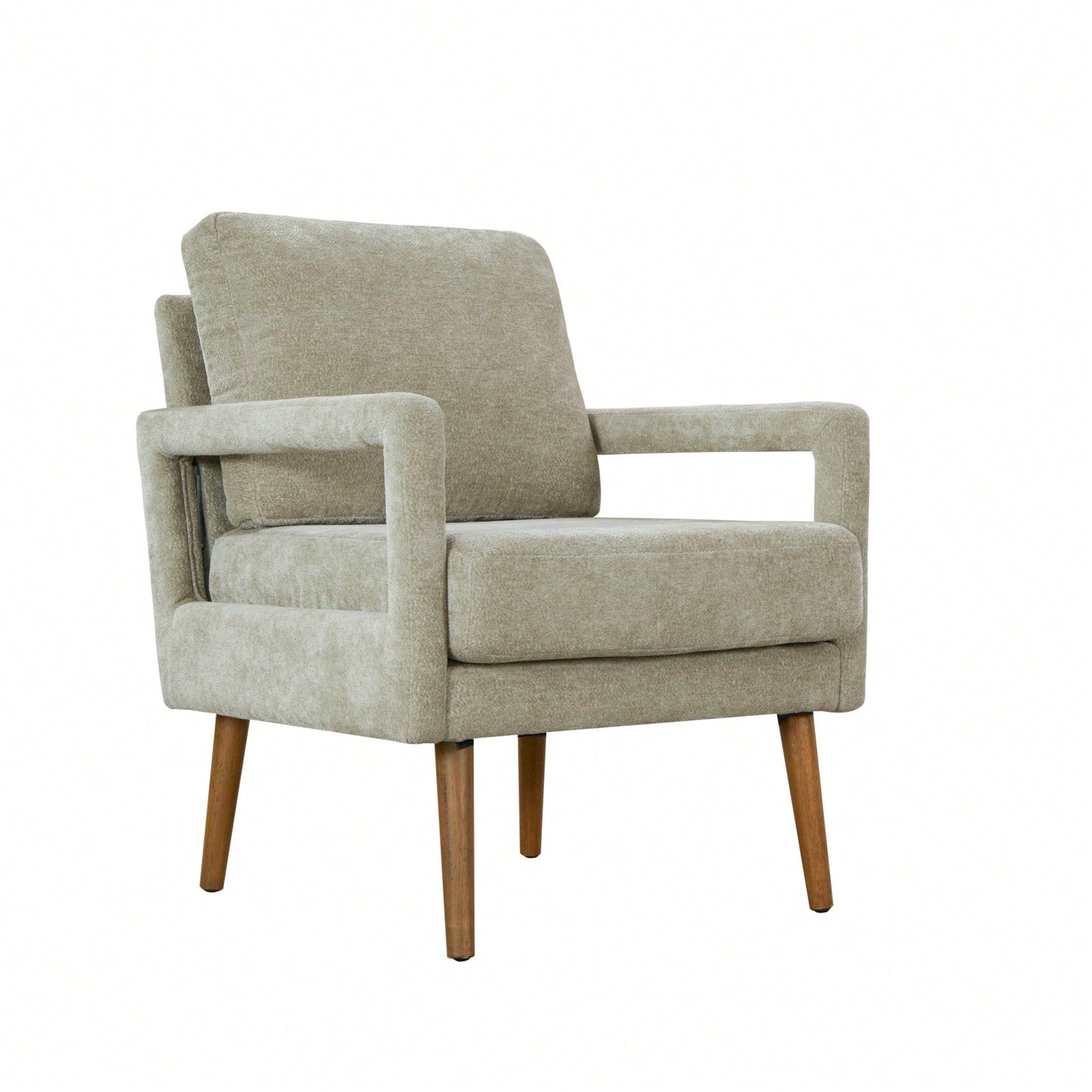 Mid-Century Armchair , Accent Chair With Chenille Armrest & Soft Cushion For Living Room, Bedroom, Home Office, Study