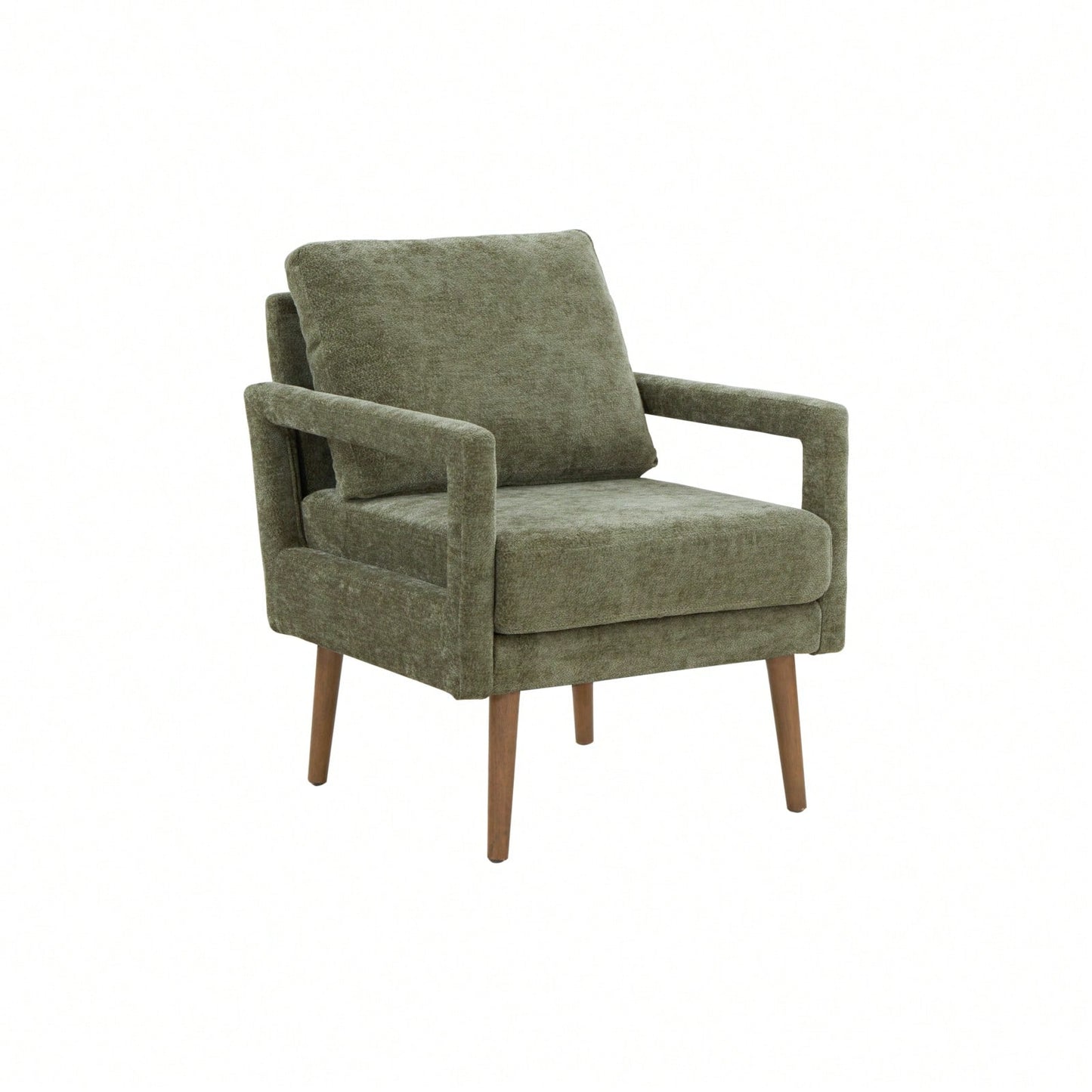 Mid-Century Armchair , Accent Chair With Chenille Armrest & Soft Cushion For Living Room, Bedroom, Home Office, Study