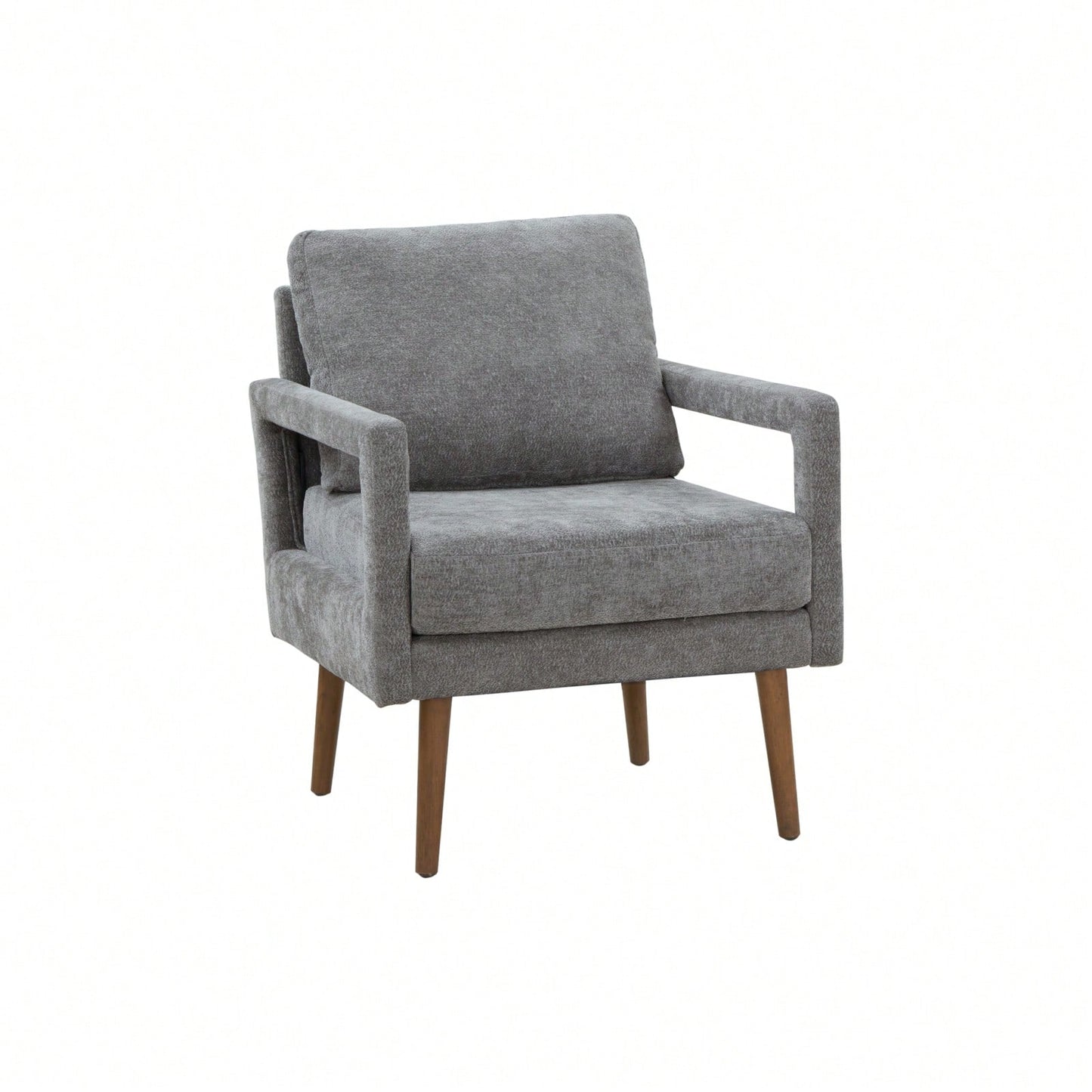Mid-Century Armchair , Accent Chair With Chenille Armrest & Soft Cushion For Living Room, Bedroom, Home Office, Study