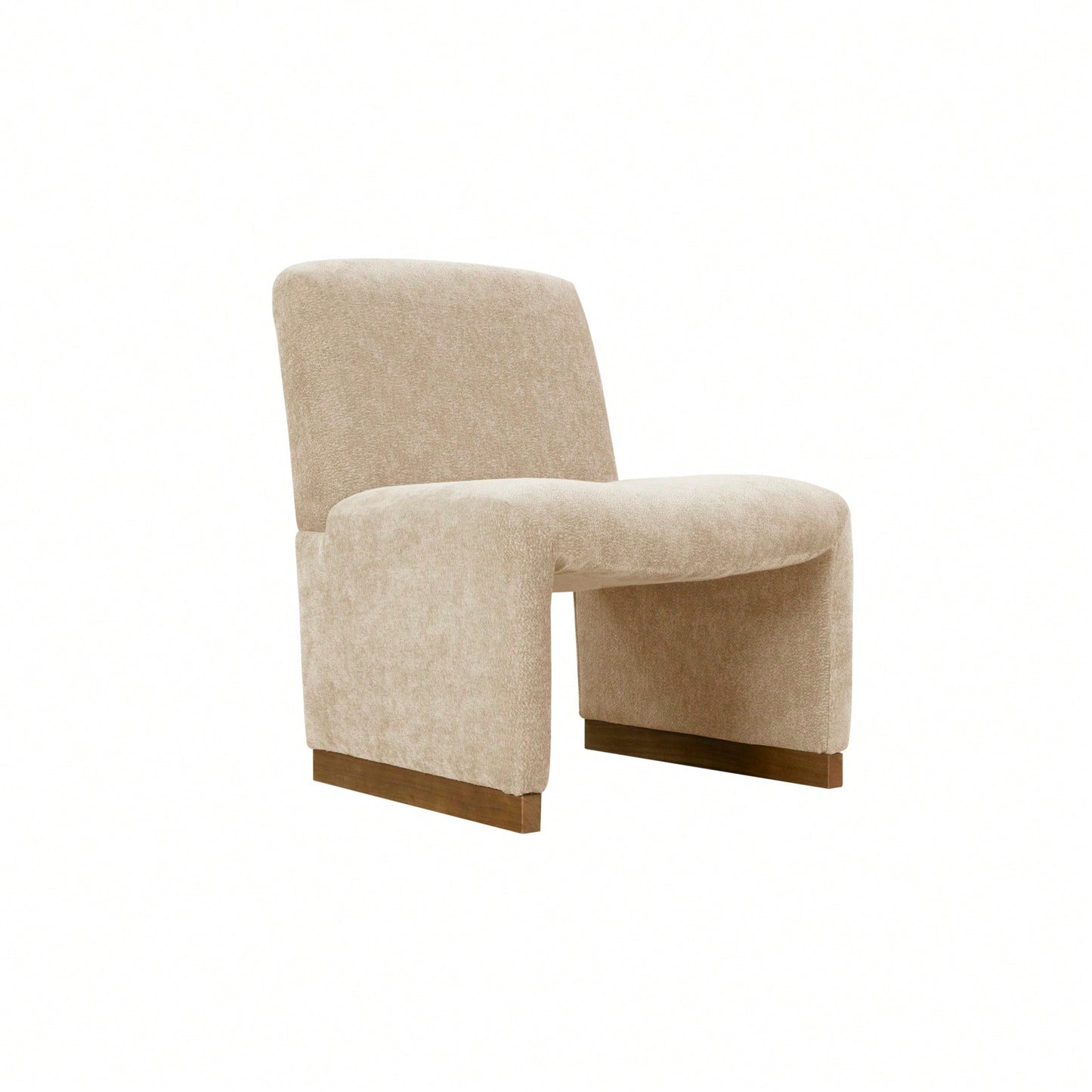 Comfy Accent Slipper Chair, Upholstered Armless Chair With Wood Legs, Soft Fabric For Living Room, Bedroom, Reading, Guest Room