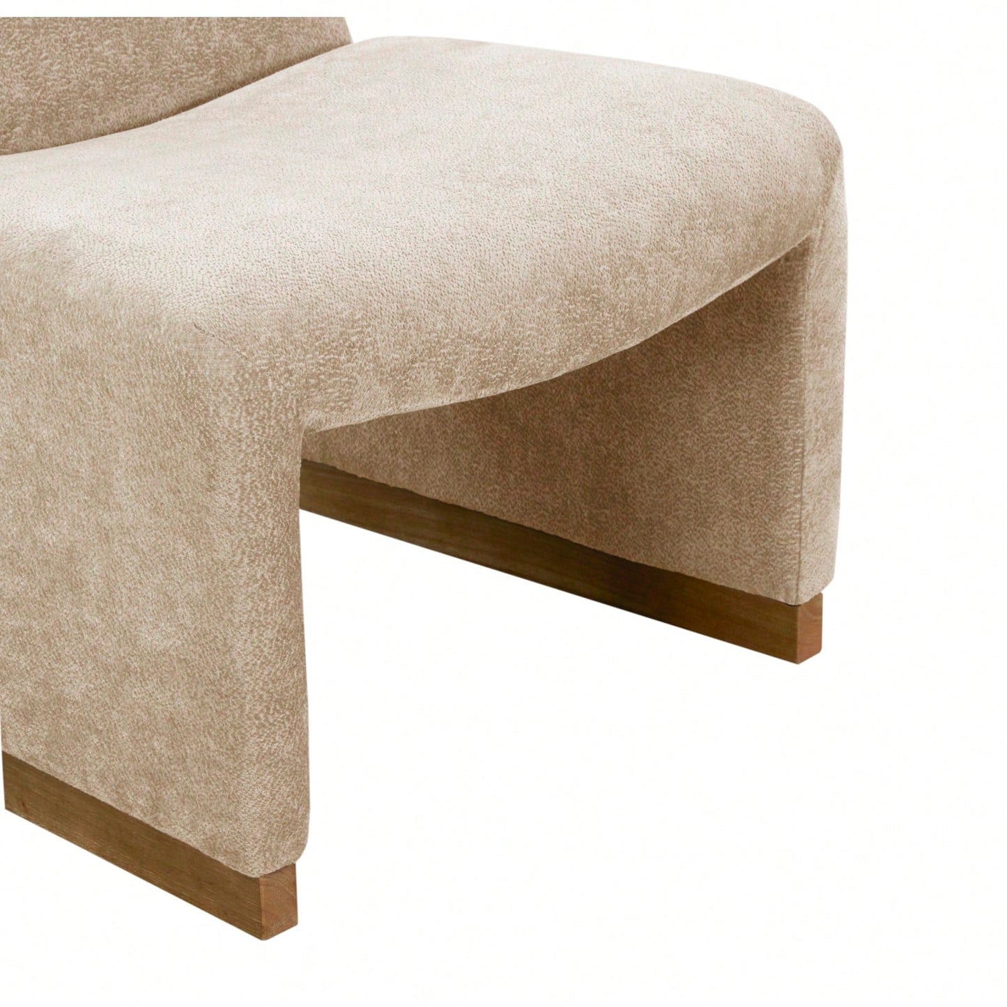 Comfy Accent Slipper Chair, Upholstered Armless Chair With Wood Legs, Soft Fabric For Living Room, Bedroom, Reading, Guest Room