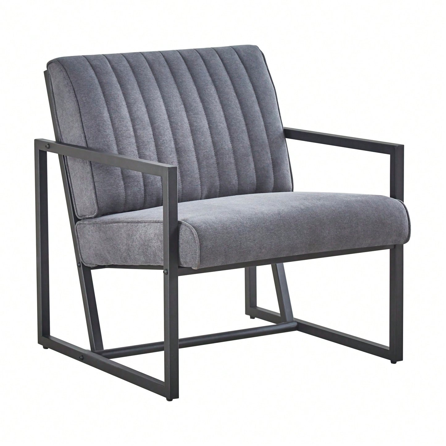 Stylish Modern Armchair with Steel Frame High Back Upholstered Accent Chair for Living Room Bedroom Kitchen