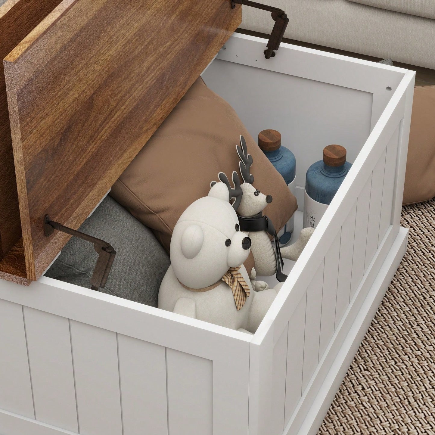 Rustic 31.5 Inch Farmhouse Coffee Table with Lift Top and Hidden Storage for Living Room