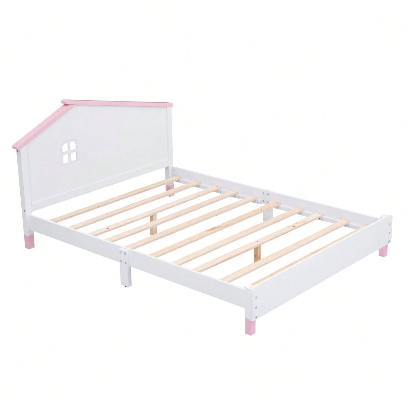 This Bed Is A Great Gift For Any Occasion. Full Size Wood Platform Bed With House-Shaped Headboard