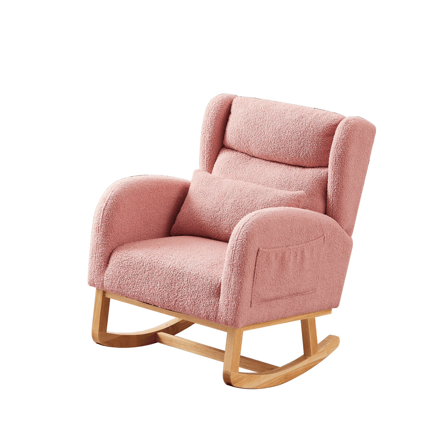 High Back Modern Accent Rocking Chair with Side Pockets Upholstered Lounge Armchair for Living Room Bedroom Nursery Supports 250 Lbs
