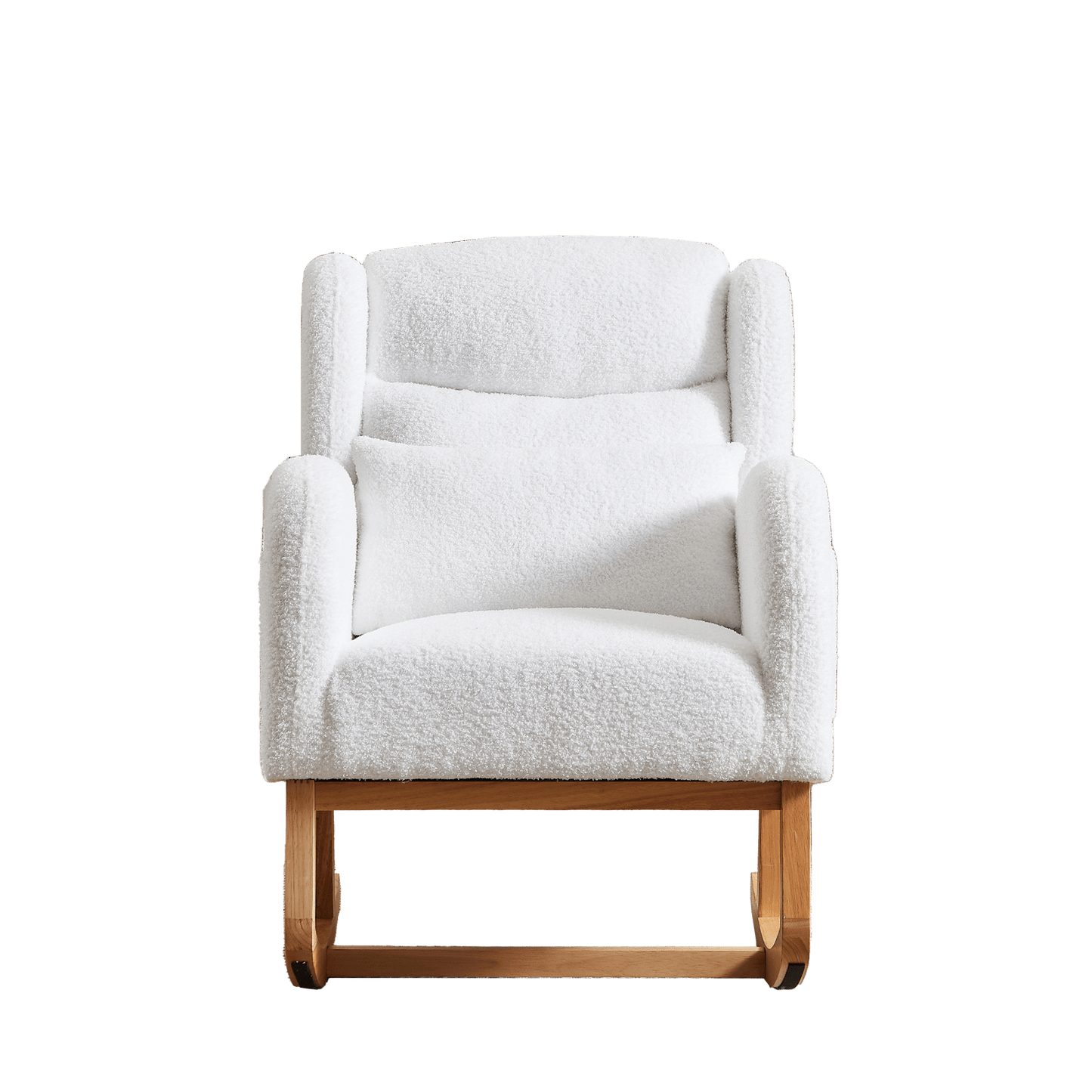 High Back Modern Accent Rocking Chair with Side Pockets Upholstered Lounge Armchair for Living Room Bedroom Nursery Supports 250 Lbs