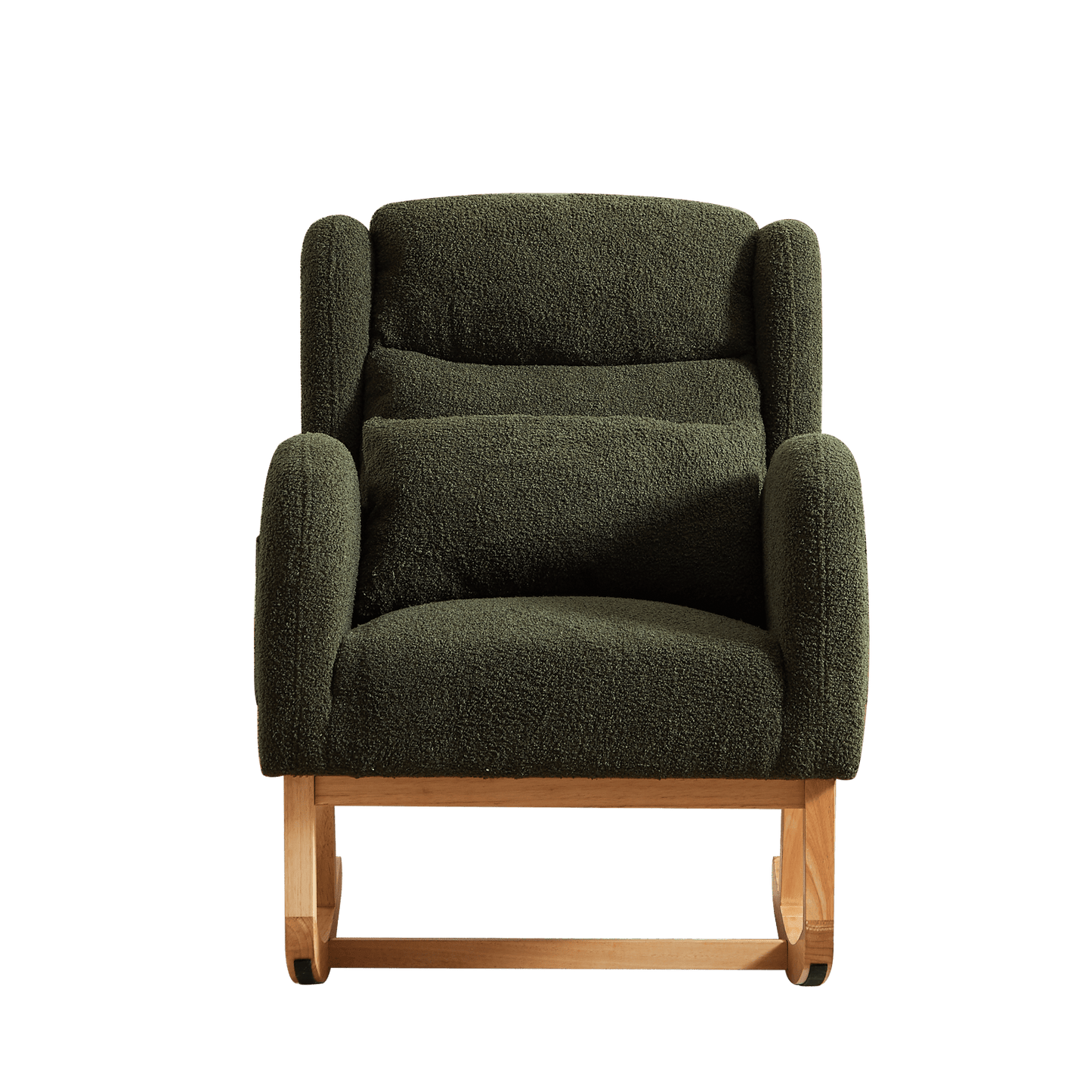 High Back Modern Accent Rocking Chair with Side Pockets Upholstered Lounge Armchair for Living Room Bedroom Nursery Supports 250 Lbs