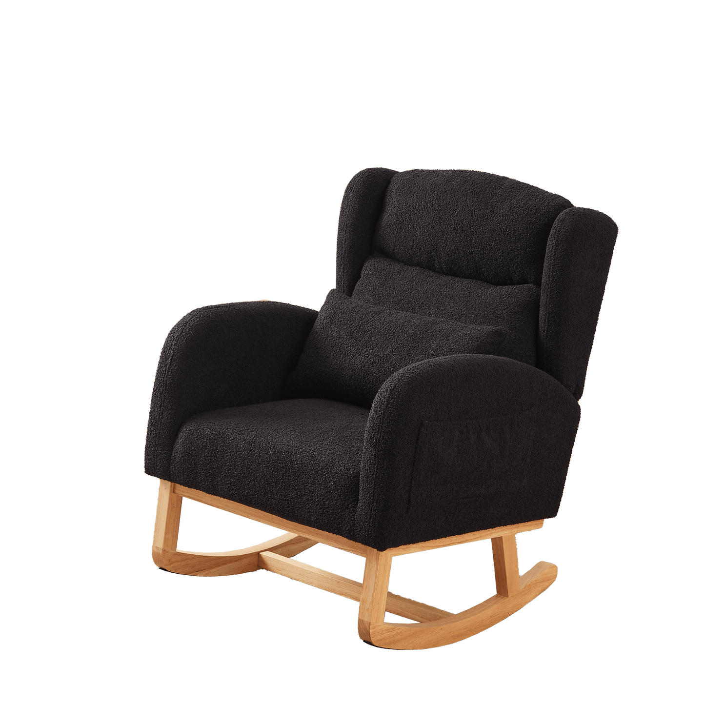 High Back Modern Accent Rocking Chair with Side Pockets Upholstered Lounge Armchair for Living Room Bedroom Nursery Supports 250 Lbs