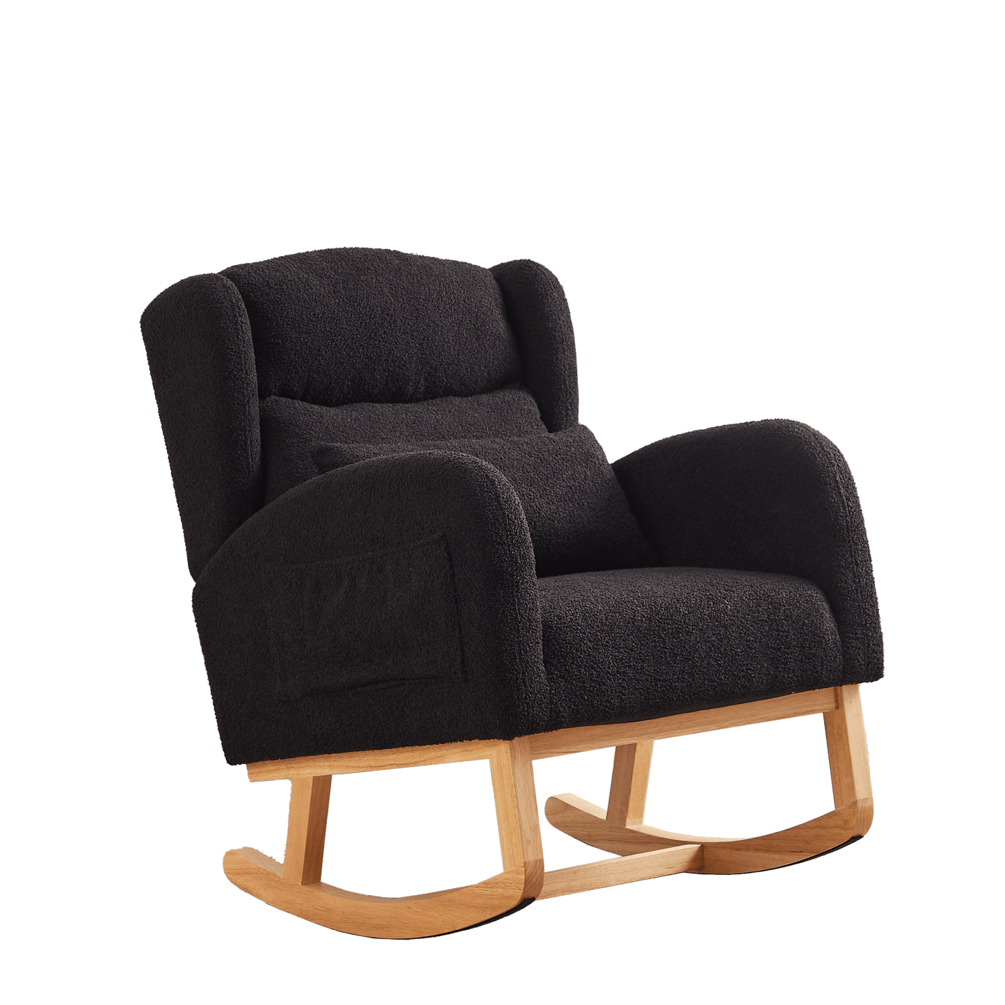 High Back Modern Accent Rocking Chair with Side Pockets Upholstered Lounge Armchair for Living Room Bedroom Nursery Supports 250 Lbs