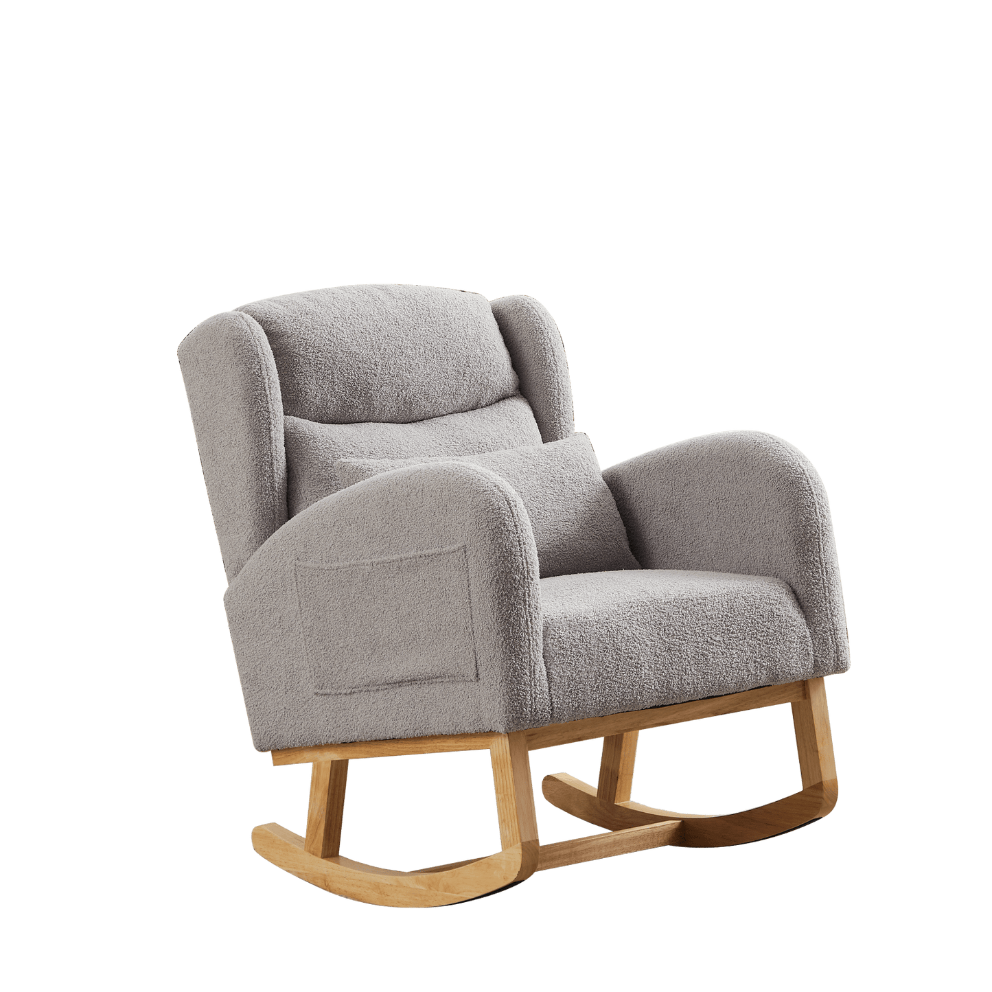 High Back Modern Accent Rocking Chair with Side Pockets Upholstered Lounge Armchair for Living Room Bedroom Nursery Supports 250 Lbs