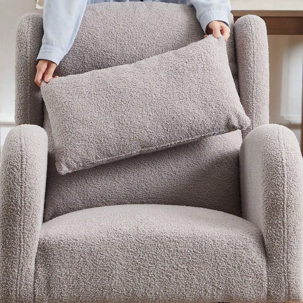 High Back Modern Accent Rocking Chair with Side Pockets Upholstered Lounge Armchair for Living Room Bedroom Nursery Supports 250 Lbs