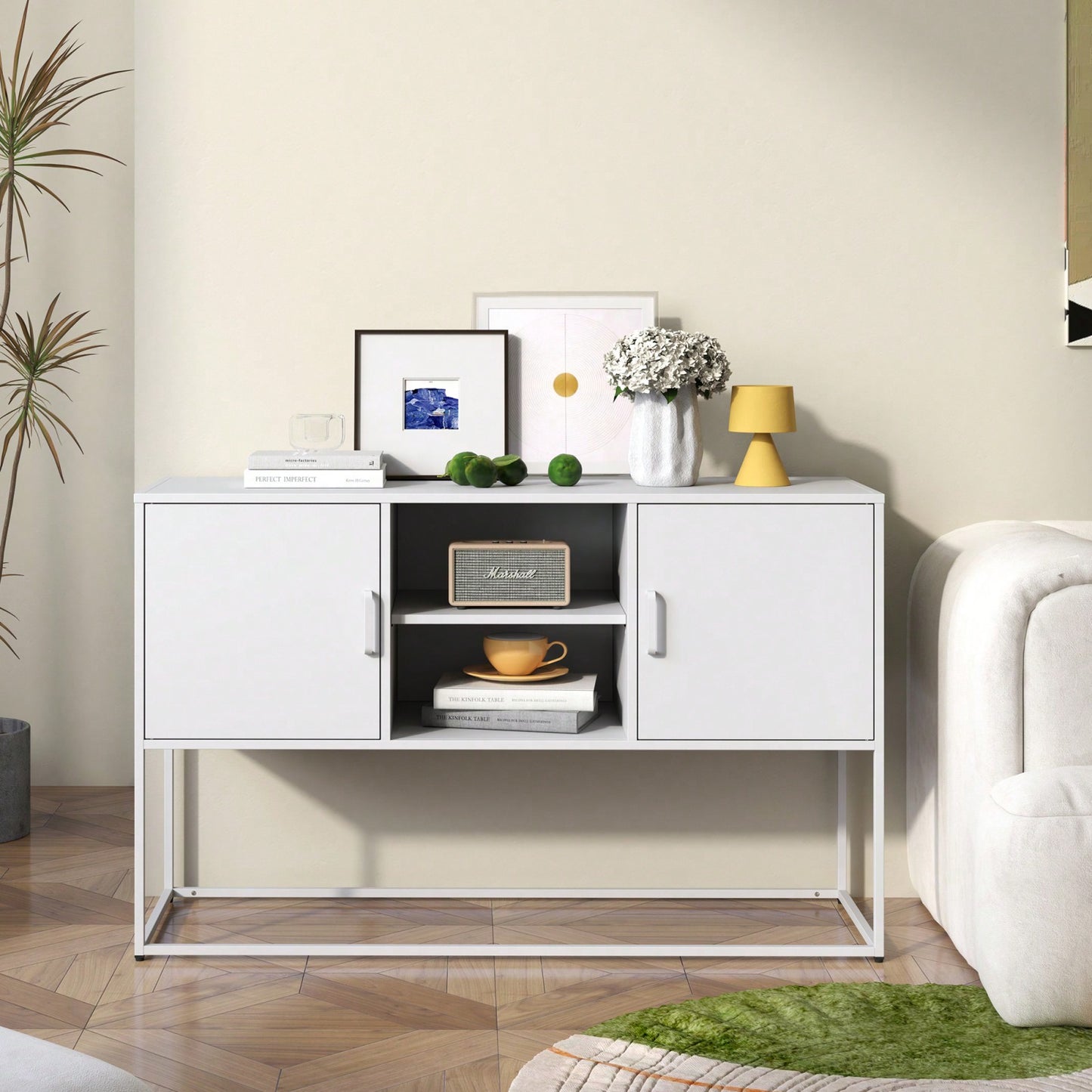 Sleek Modern Sideboard Buffet Cabinet with Ample Storage Anti-Tilt Design Elegant Handles Silent Magnetic Closure