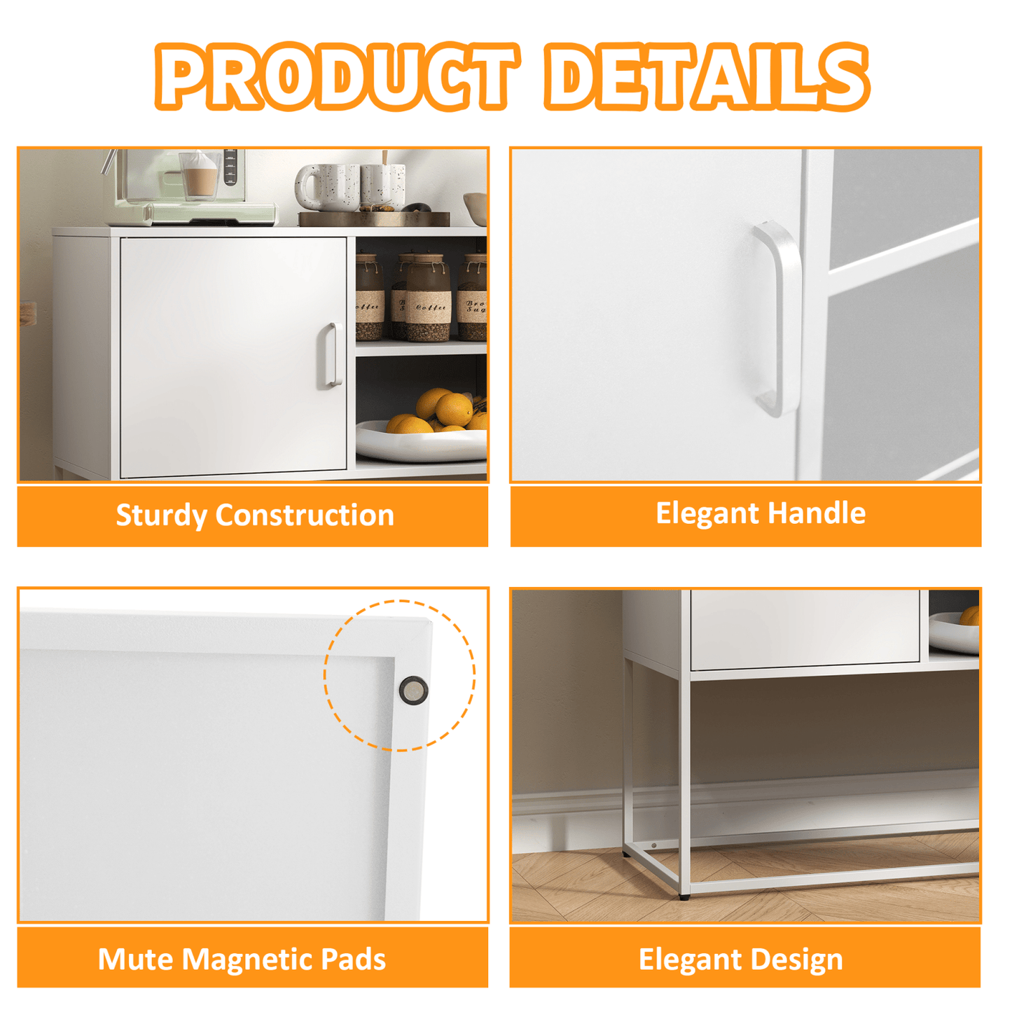 Sleek Modern Sideboard Buffet Cabinet with Ample Storage Anti-Tilt Design Elegant Handles Silent Magnetic Closure