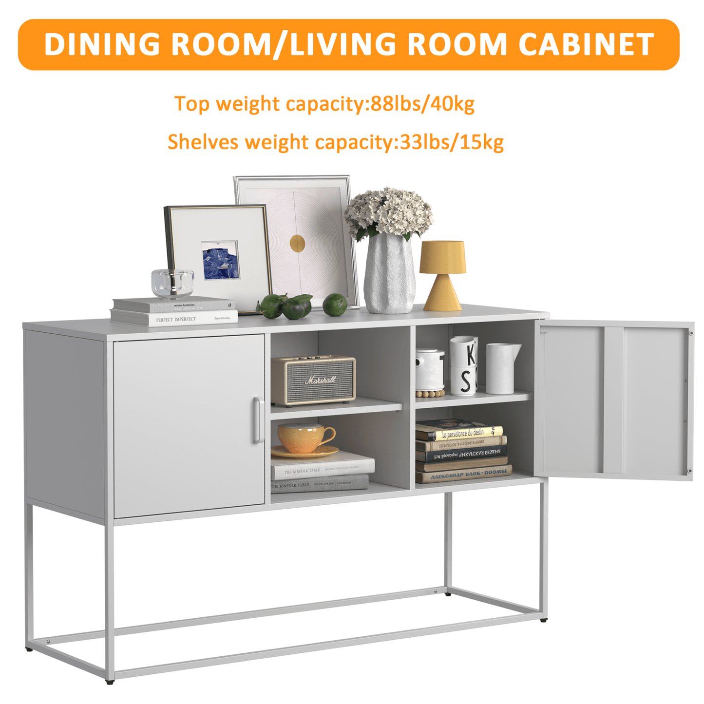 Sleek Modern Sideboard Buffet Cabinet with Ample Storage Anti-Tilt Design Elegant Handles Silent Magnetic Closure