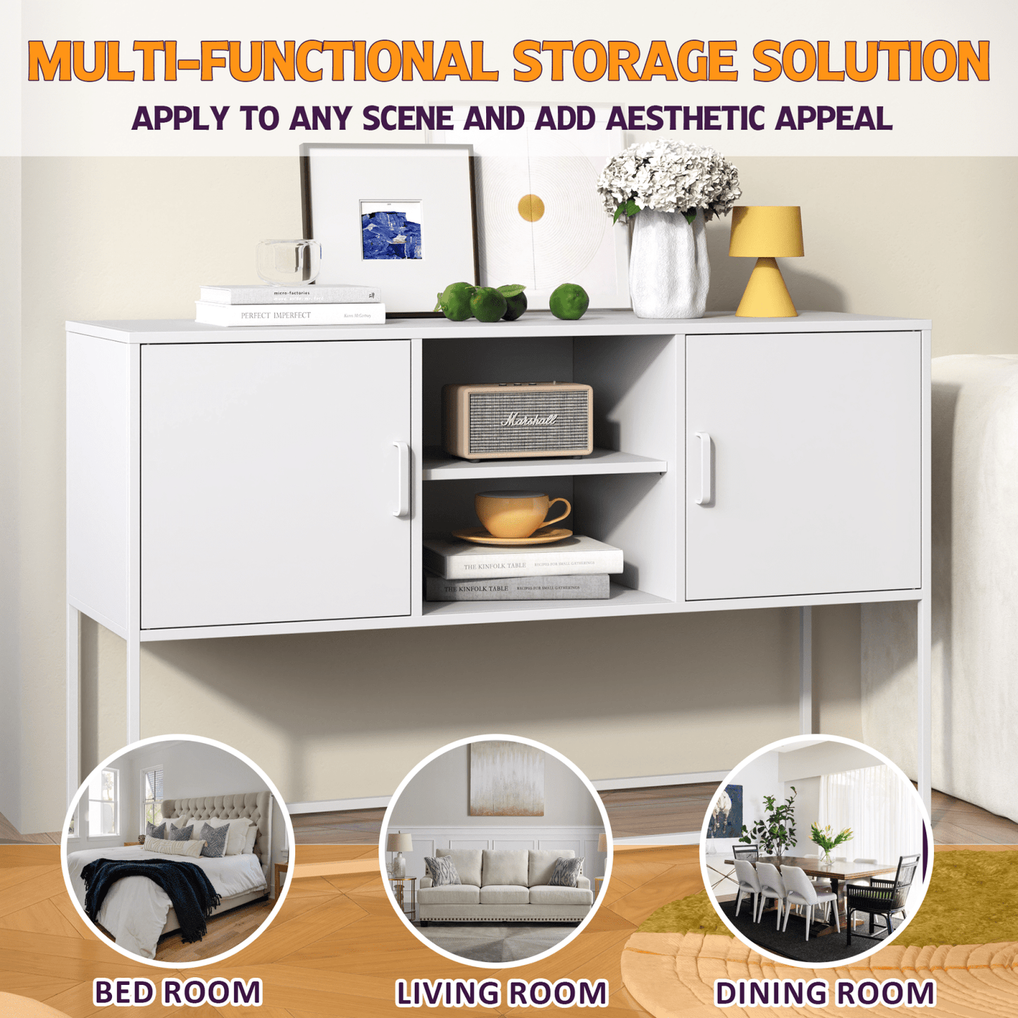 Sleek Modern Sideboard Buffet Cabinet with Ample Storage Anti-Tilt Design Elegant Handles Silent Magnetic Closure