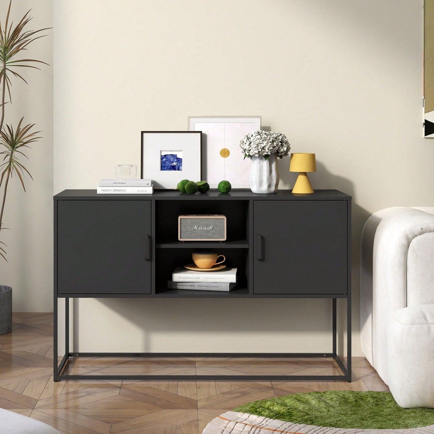 Sleek Modern Sideboard Buffet Cabinet with Ample Storage Anti-Tilt Design Elegant Handles Silent Magnetic Closure