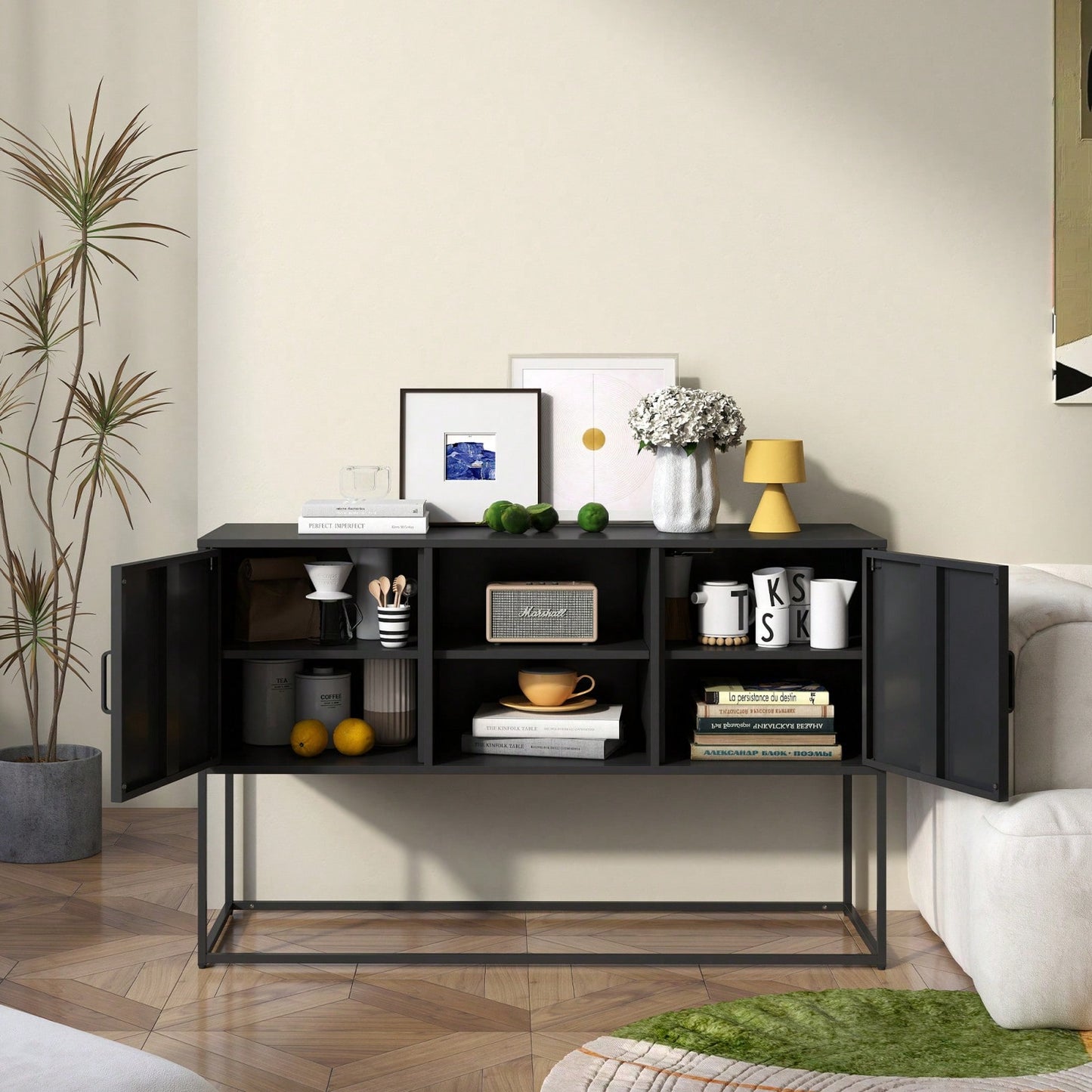 Sleek Modern Sideboard Buffet Cabinet with Ample Storage Anti-Tilt Design Elegant Handles Silent Magnetic Closure