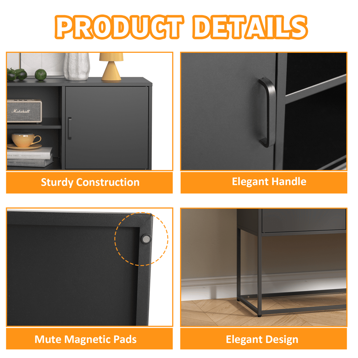 Sleek Modern Sideboard Buffet Cabinet with Ample Storage Anti-Tilt Design Elegant Handles Silent Magnetic Closure
