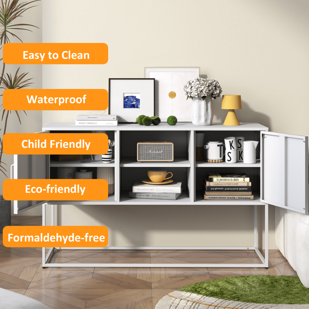 Sleek Modern Sideboard Buffet Cabinet with Ample Storage Anti-Tilt Design Elegant Handles Silent Magnetic Closure