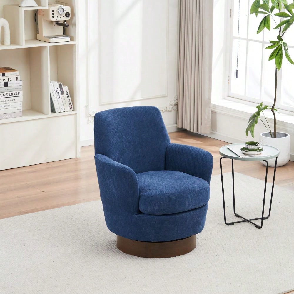 Modern 360° Swivel Accent Barrel Chair with Gold Base for Living Room Bedroom Office Ergonomic Design Holds 300lbs