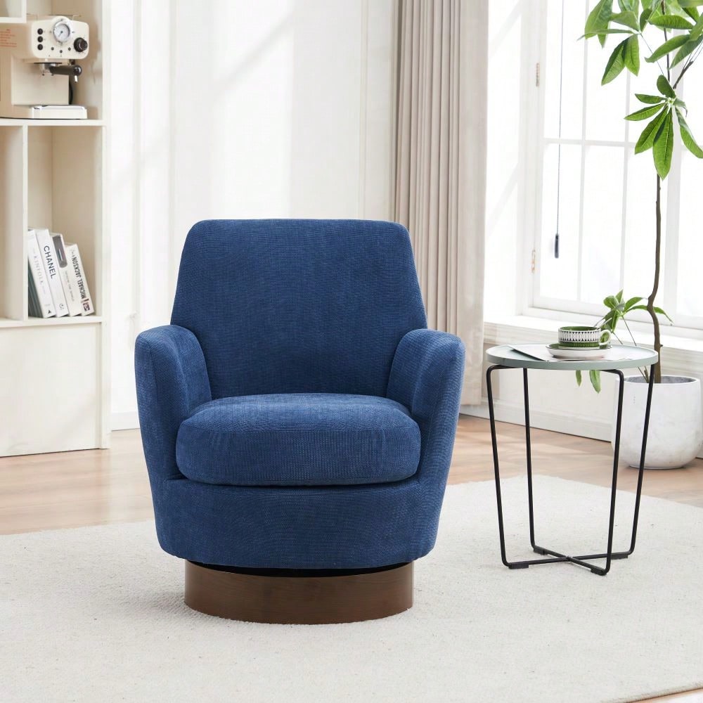 Modern 360° Swivel Accent Barrel Chair with Gold Base for Living Room Bedroom Office Ergonomic Design Holds 300lbs