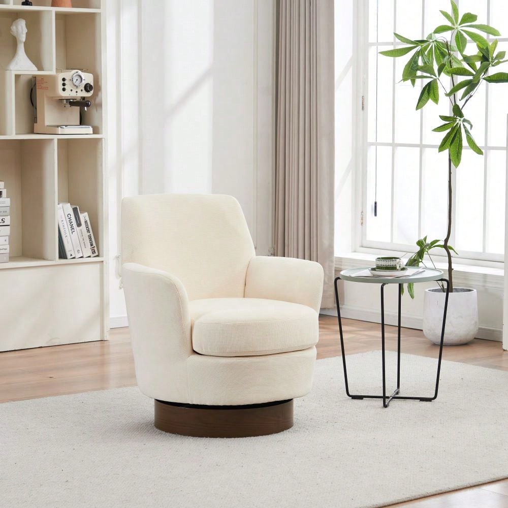 Modern 360° Swivel Accent Barrel Chair with Gold Base for Living Room Bedroom Office Ergonomic Design Holds 300lbs