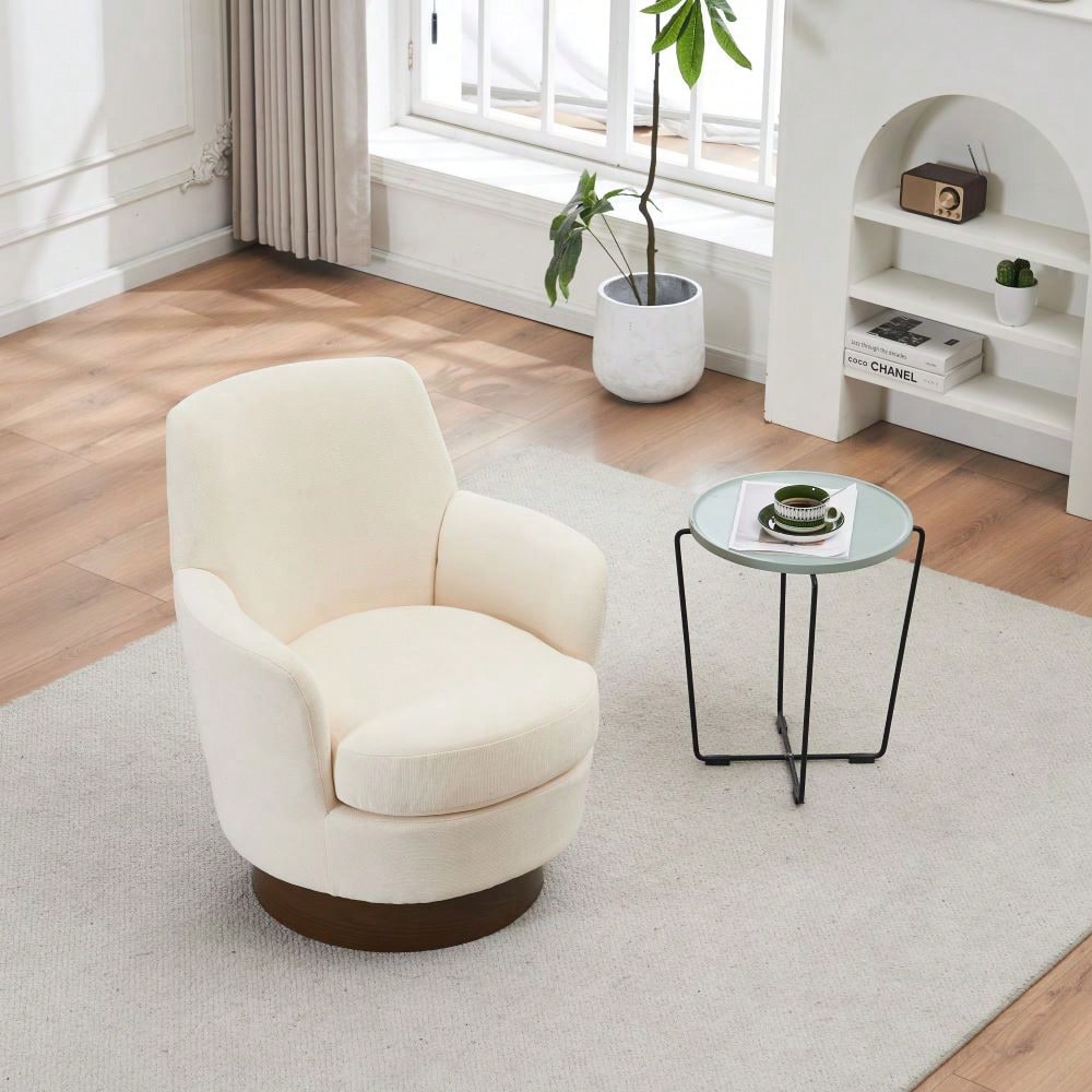 Modern 360° Swivel Accent Barrel Chair with Gold Base for Living Room Bedroom Office Ergonomic Design Holds 300lbs
