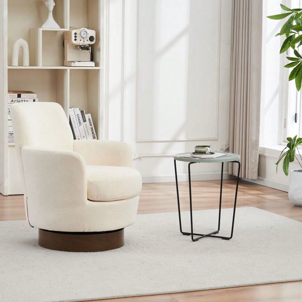 Modern 360° Swivel Accent Barrel Chair with Gold Base for Living Room Bedroom Office Ergonomic Design Holds 300lbs