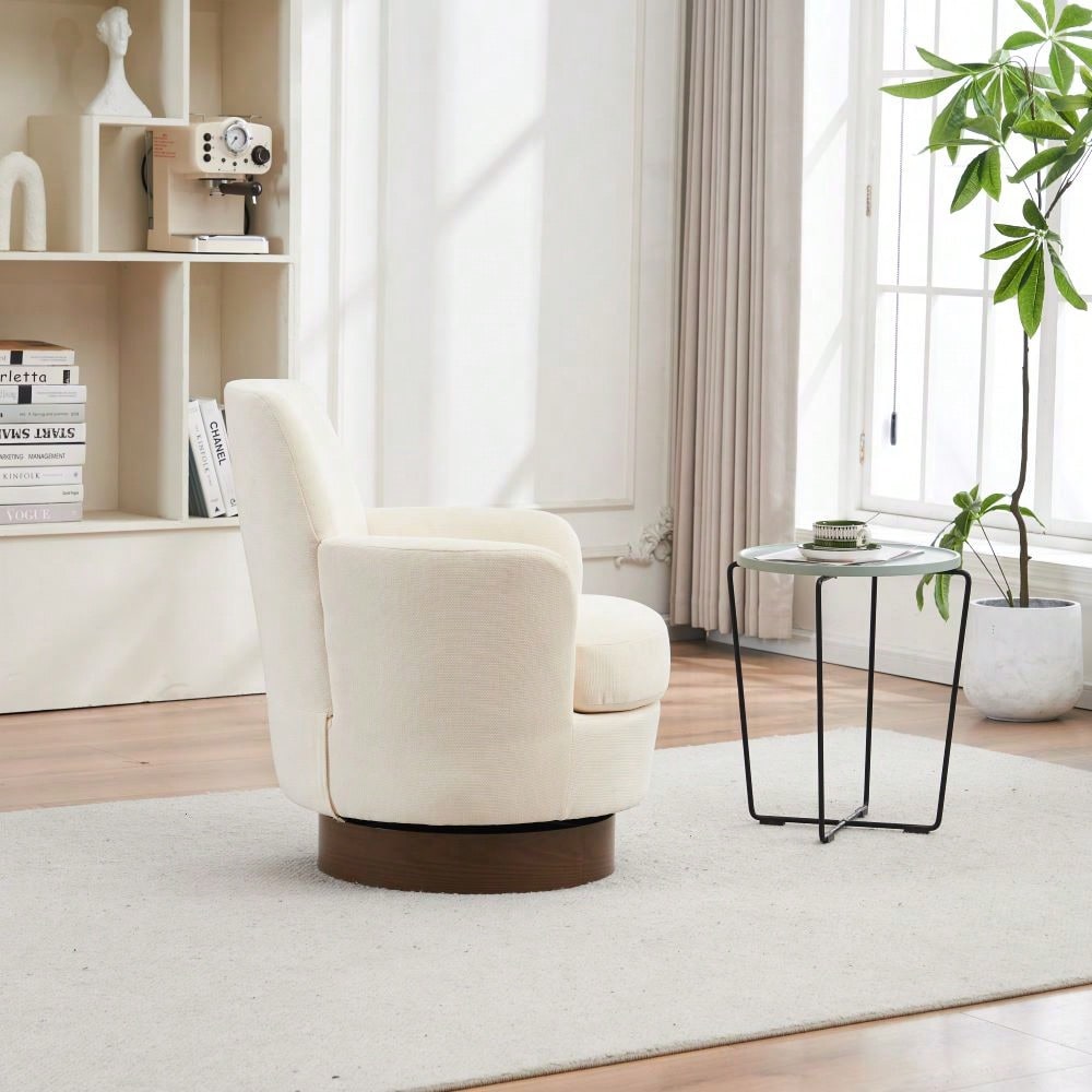 Modern 360° Swivel Accent Barrel Chair with Gold Base for Living Room Bedroom Office Ergonomic Design Holds 300lbs