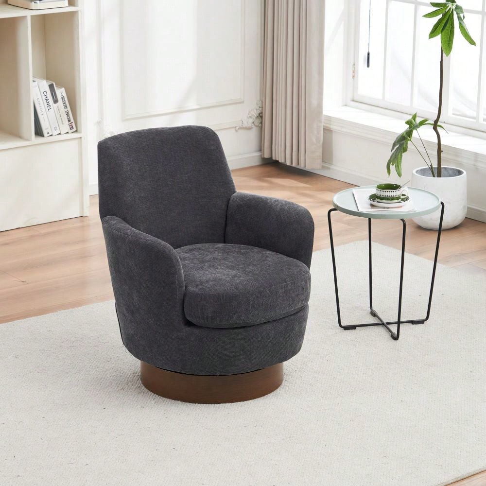 Modern 360° Swivel Accent Barrel Chair with Gold Base for Living Room Bedroom Office Ergonomic Design Holds 300lbs