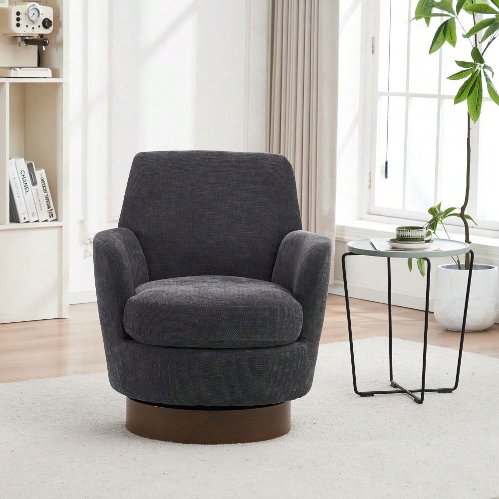 Modern 360° Swivel Accent Barrel Chair with Gold Base for Living Room Bedroom Office Ergonomic Design Holds 300lbs