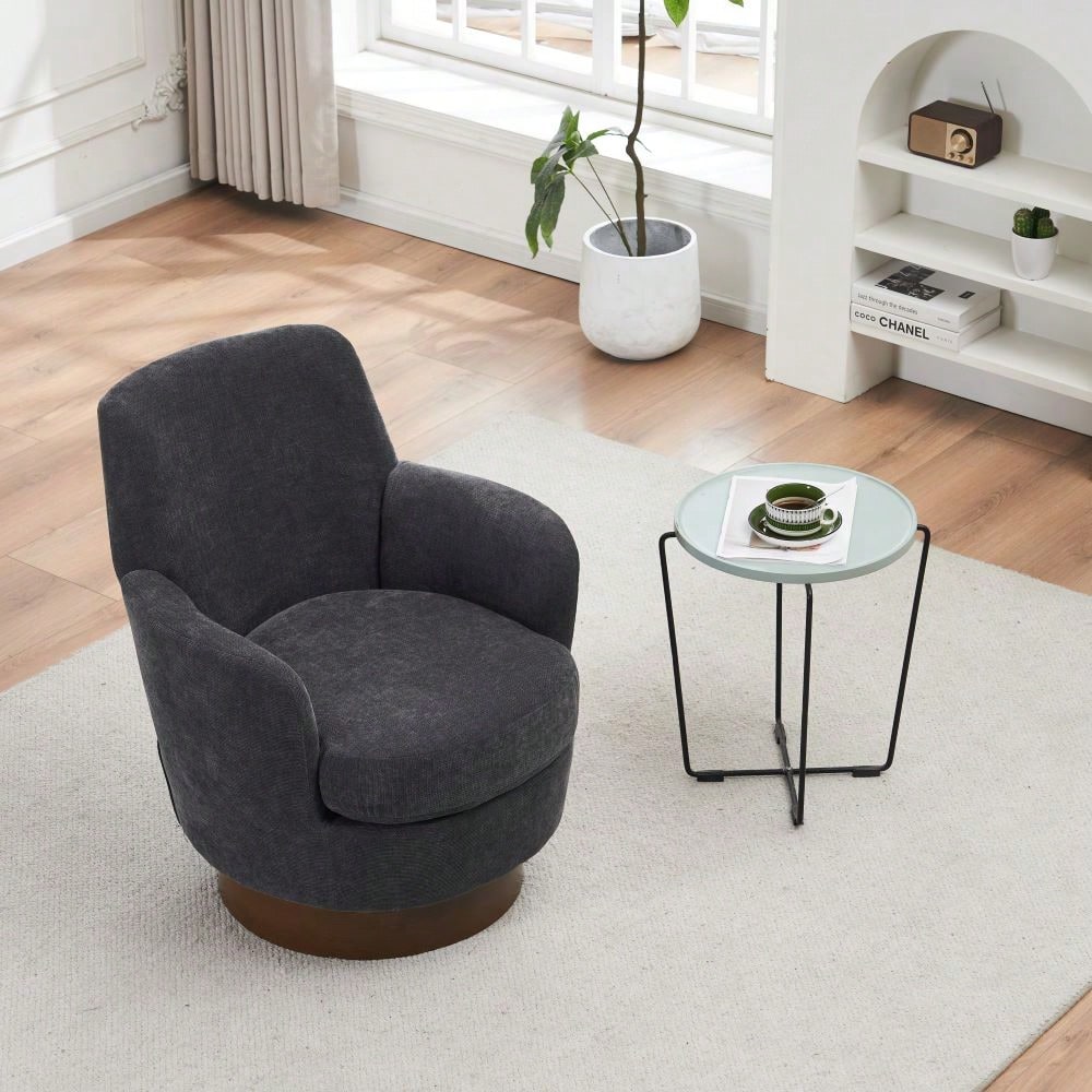 Modern 360° Swivel Accent Barrel Chair with Gold Base for Living Room Bedroom Office Ergonomic Design Holds 300lbs
