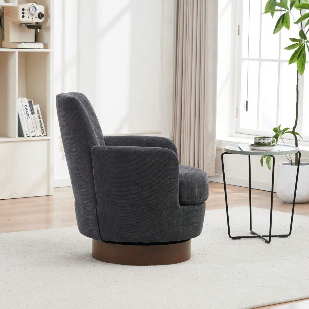Modern 360° Swivel Accent Barrel Chair with Gold Base for Living Room Bedroom Office Ergonomic Design Holds 300lbs