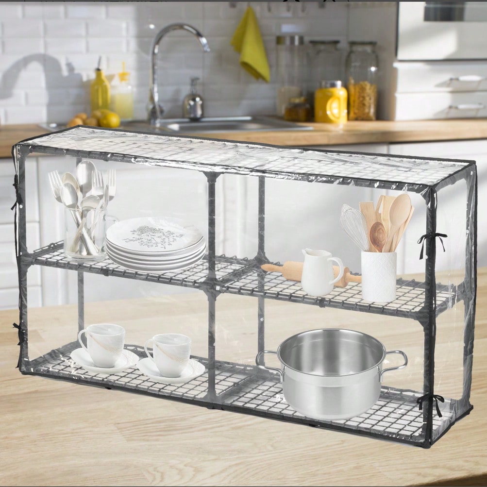 3-SHELF WIRE RACK WITH COVER 2(PACK)