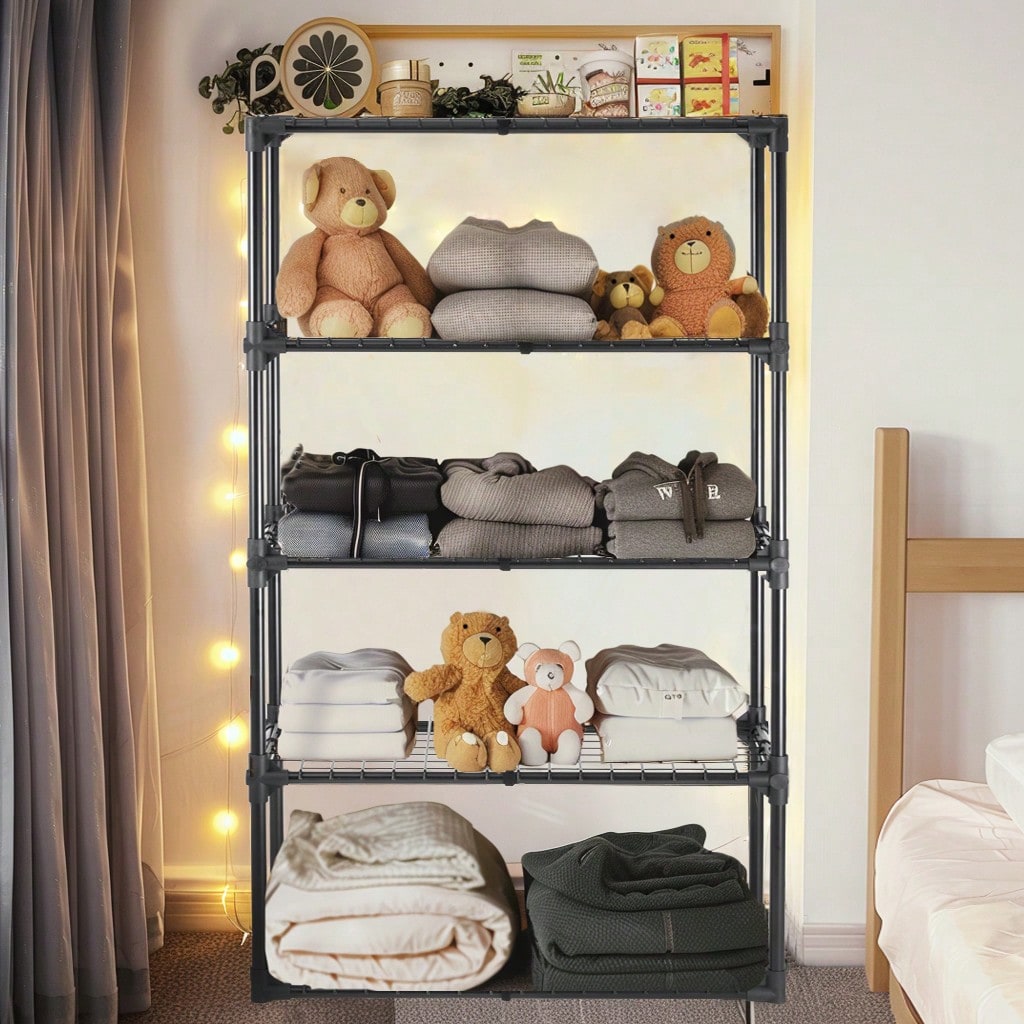 5-Shelf Wire Rack With Cover (1 Pack)
