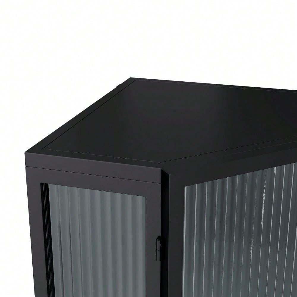 22 Inch Corner Floor Cabinet with Glass Doors 3-Tier Storage for Bathroom Living Room Bedroom Space-Saving Easy Assembly
