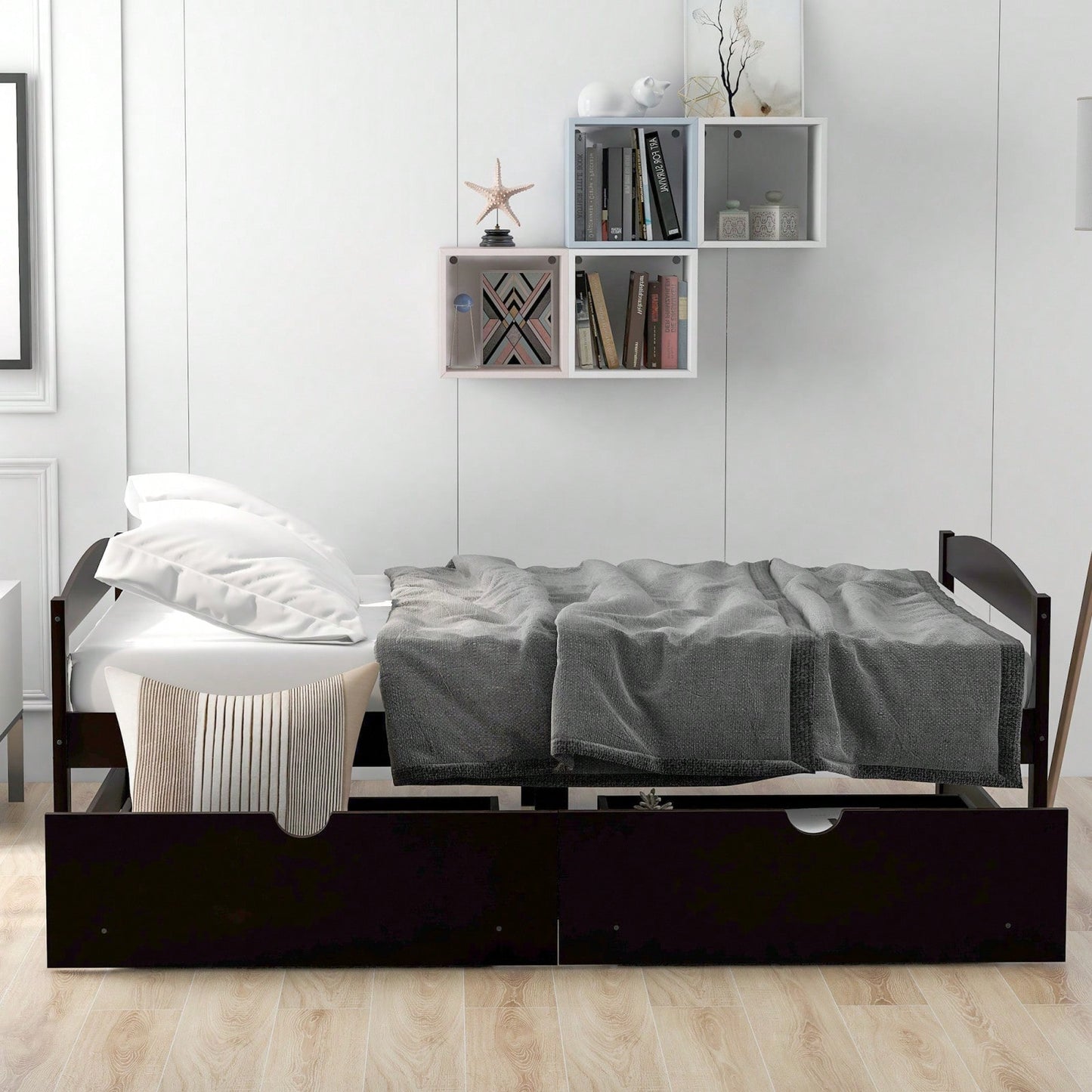 Twin Size Platform Bed, With Two Drawers